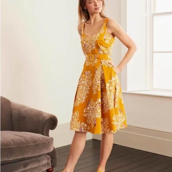 Boden Floral Yellow Dress - Picture 2 of 5